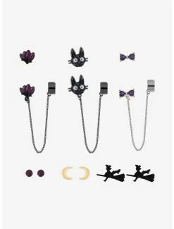 Deals 🛒 Studio Ghibli Kiki's Delivery Service Silhouette Floral Cuff Earring Set 👏
