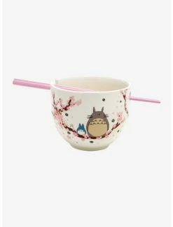 Brand new ⭐ Studio Ghibli My Neighbor Totoro Sakura Ramen Bowl With Chopsticks 🌟