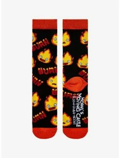 Deals 🌟 Studio Ghibli Howl's Moving Castle Calcifer Burn Crew 🧦 Socks 🔔 -Hot Sale Studio Ghibli Store 17141622 av2