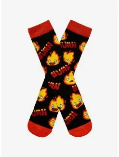 Deals π Studio Ghibli Howl's Moving Castle Calcifer Burn Crew 𧦠Socks π