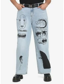 Best Sale 🤩 Her Universe Studio Ghibli Spirited Away Icons Wide Leg Denim Pants Plus Size ⌛