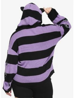 Deals 😍 Studio Ghibli Kiki's Delivery Service Jiji Stripe Skimmer 👧 Girls Hooded Cardigan Plus Size 🥰 -Hot Sale Studio Ghibli Store 17398141 av2