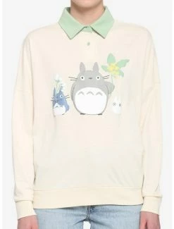 Coupon ✨ Her Universe Studio Ghibli My Neighbor Totoro Pastel Long-Sleeve 👧 Girls Polo 👕 Shirt 🧨