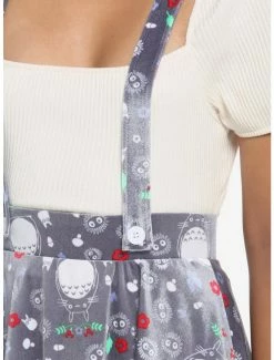 Hot Sale ❤️ Her Universe Studio Ghibli My Neighbor Totoro Grey Velvet Suspender 👗 Skirt 🌟 -Hot Sale Studio Ghibli Store 18320708 av3