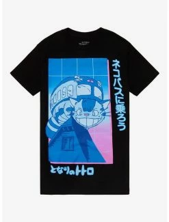 Hot Sale 🔥 Studio Ghibli My Neighbor Totoro Neon Pop Grid Boyfriend Fit 👧 Girls T-Shirt 🛒