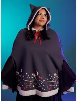 Outlet ❤️ Her Universe Studio Ghibli Kiki's Delivery Service Fuzzy Trim 👧 Girls Poncho Plus Size 👍