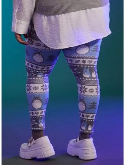 Best Pirce 👍 Her Universe Studio Ghibli My Neighbor Totoro Holiday Fair Isle Leggings Plus Size 🤩 -Hot Sale Studio Ghibli Store 19283803 av2
