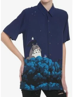Best Sale 🥰 Her Universe Studio Ghibli My Neighbor Totoro Night Sky Oversized 👧 Girls Woven Button-Up 🌟