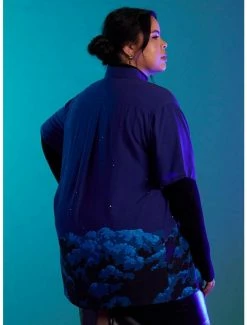 Promo 😍 Studio Ghibli My Neighbor Totoro Night Sky 👧 Girls Woven Button-Up Plus Size 👏 -Hot Sale Studio Ghibli Store 19296161 av2